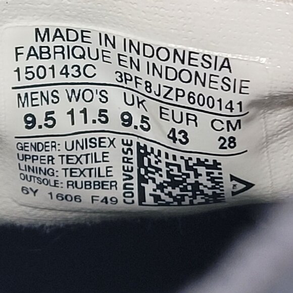 Converse All Star Chuck Taylor Unisex Black Sneakers 150143C Men's 9.5 Wo's 11.5 - Picture 8 of 8